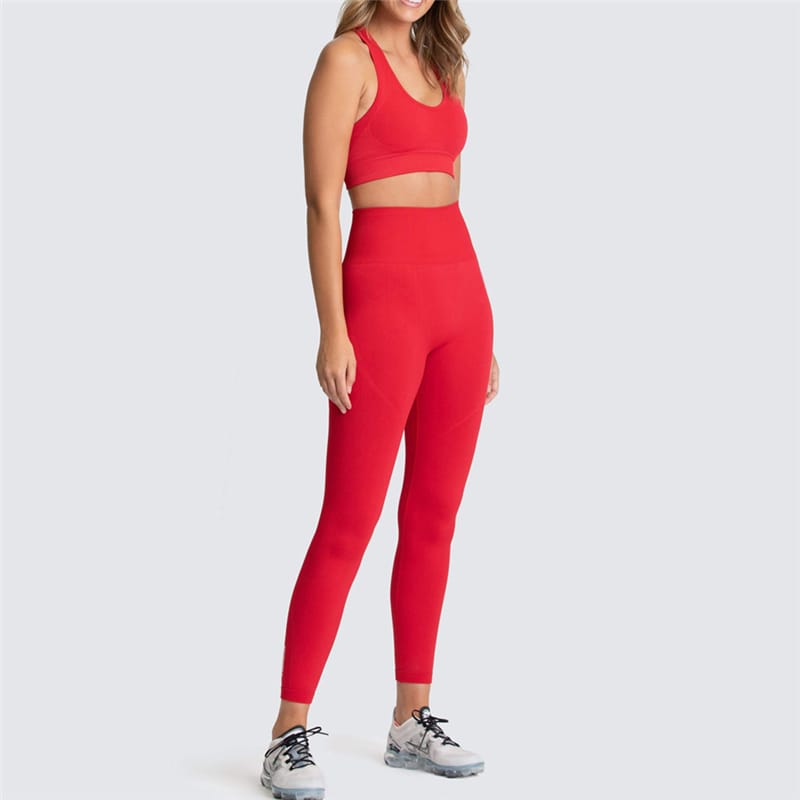 2 Piece Sports Bra and Leggings - (Red)