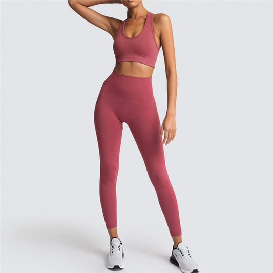 2 Piece Sports Bra and Leggings - (Cameo)