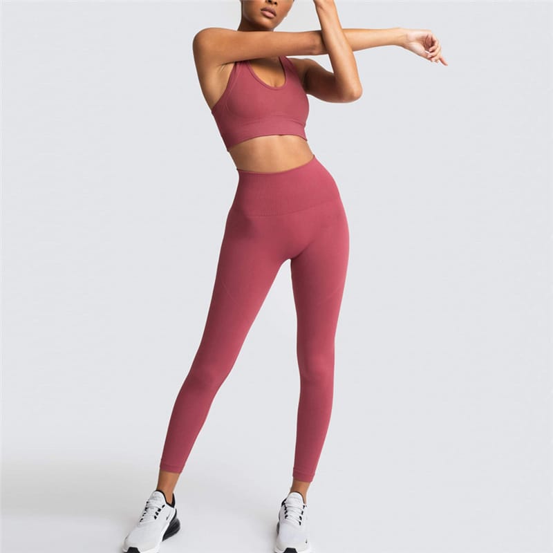 2 Piece Sports Bra and Leggings - (Cameo)