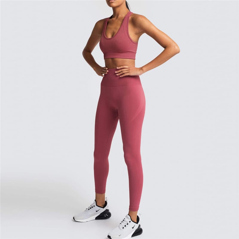 2 Piece Sports Bra and Leggings - (Cameo)