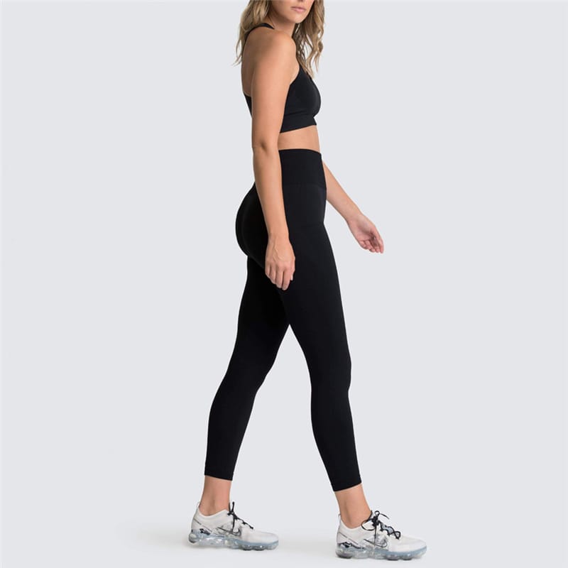 2 Piece Sports Bra and Leggings - (Black)