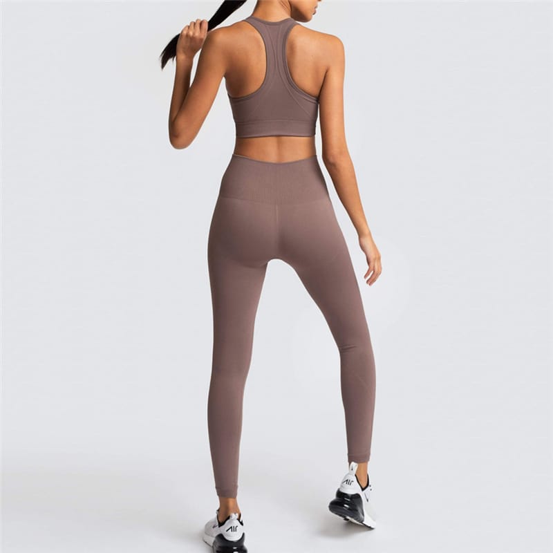 2 Piece Sports Bra and Leggings - (Coffee Pot)