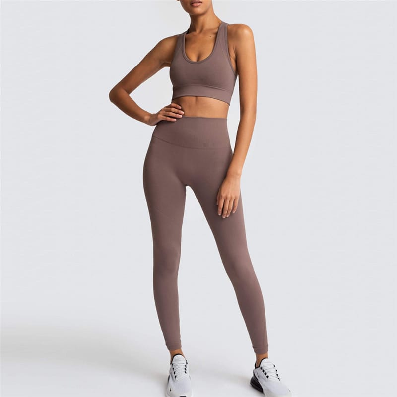 2 Piece Sports Bra and Leggings - (Coffee Pot)