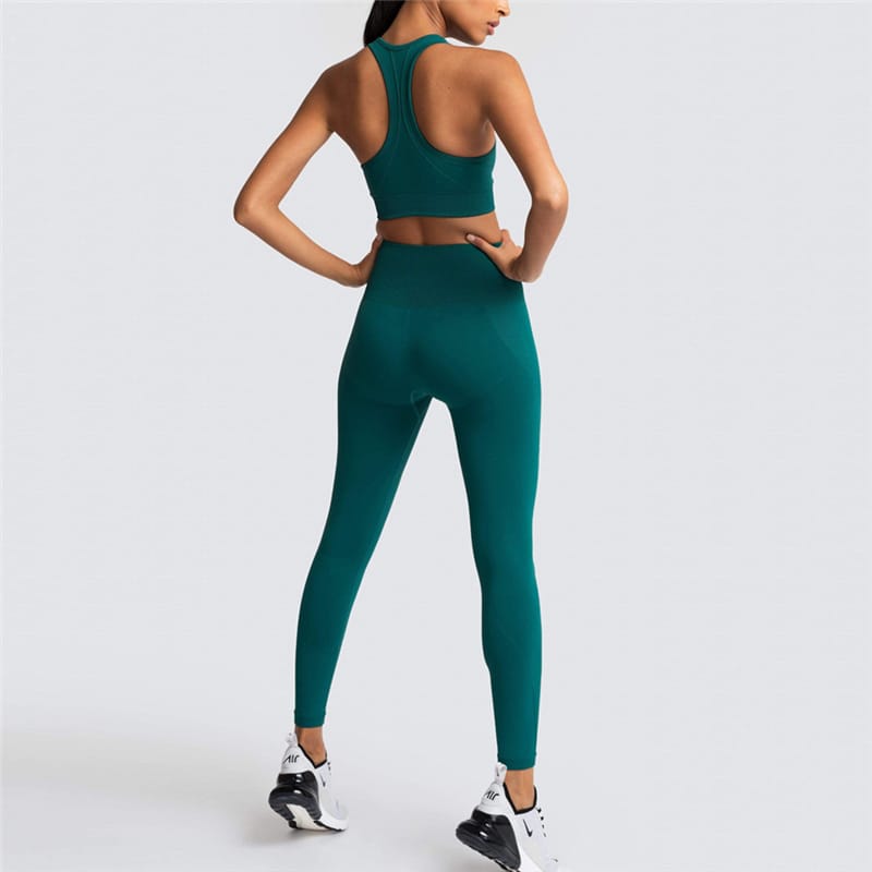 2 Piece Sports Bra and Leggings - (Dark Green)