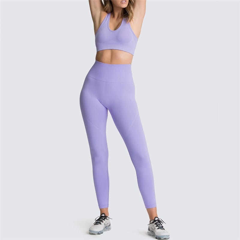 2 Piece Sports Bra and Leggings - (Light Blue)