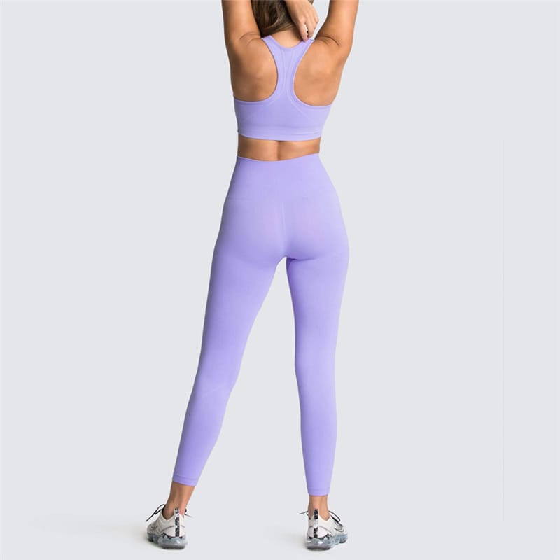 2 Piece Sports Bra and Leggings - (Light Blue)