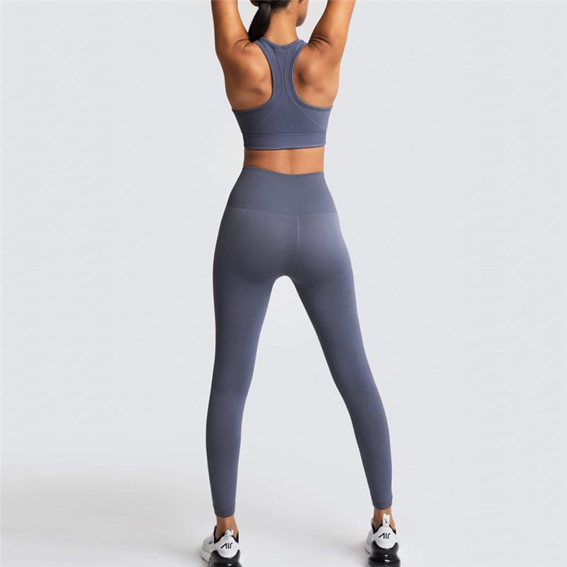 2 Piece Sports Bra and Leggings - (Dark Grey)