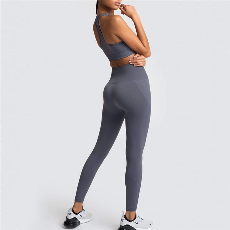 2 Piece Sports Bra and Leggings - (Dark Grey)