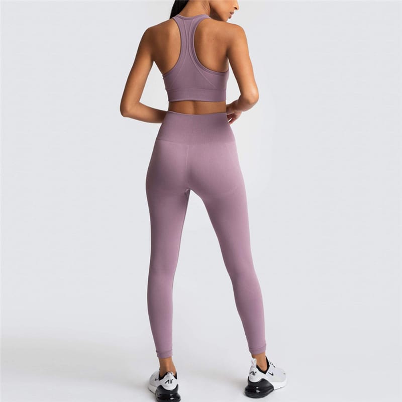 2 Piece Sports Bra and Leggings - (Dark Purple)