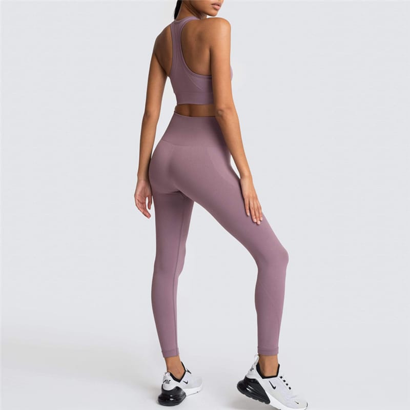 2 Piece Sports Bra and Leggings - (Dark Purple)