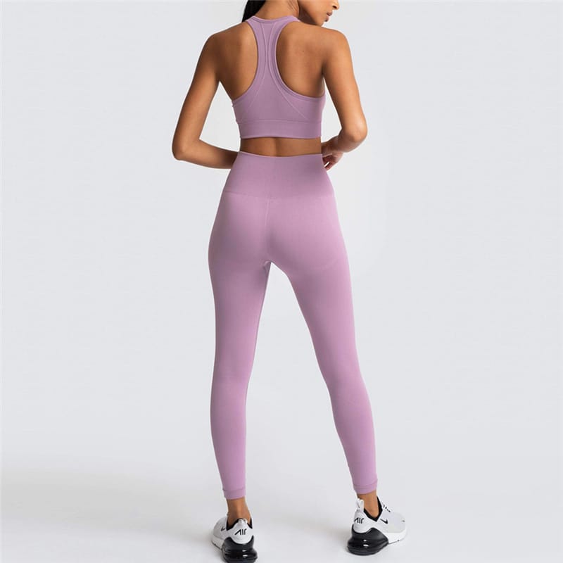 2 Piece Sports Bra and Leggings - (Light Purple)