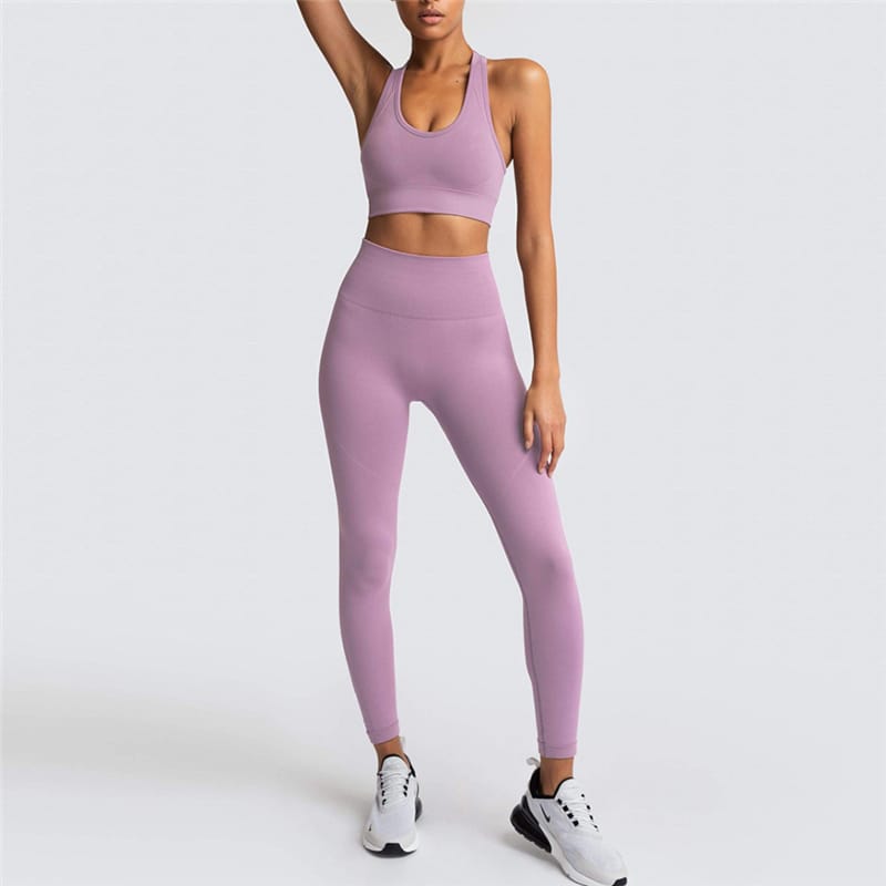 2 Piece Sports Bra and Leggings - (Light Purple)