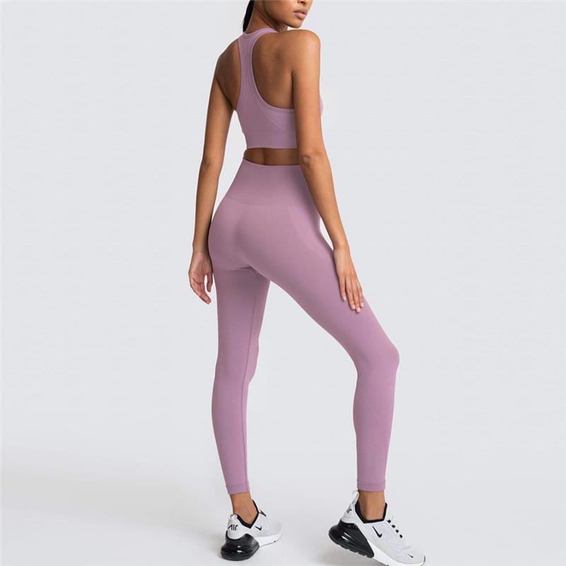 2 Piece Sports Bra and Leggings - (Light Purple)