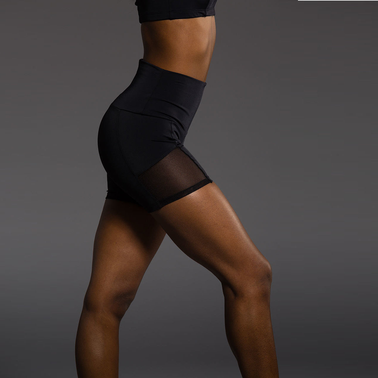 High Waist Mesh Patchwork Sports Shorts