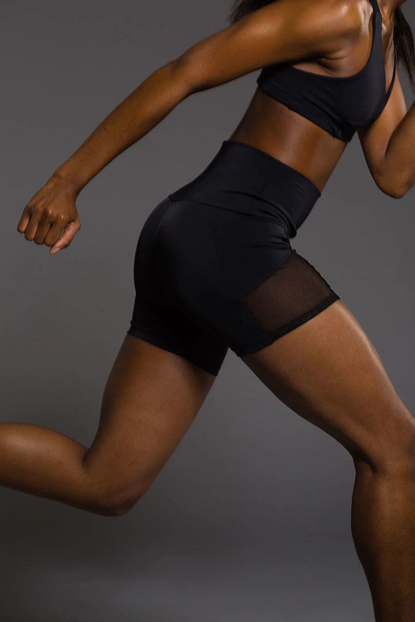 High Waist Mesh Patchwork Sports Shorts