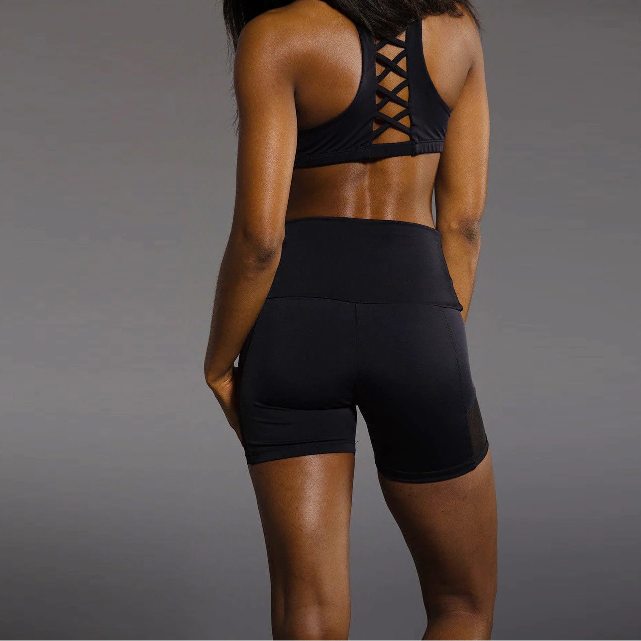 High Waist Mesh Patchwork Sports Shorts