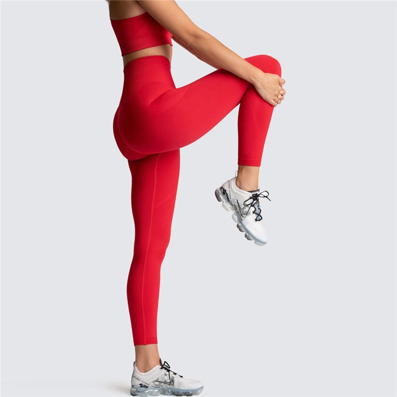 2 Piece Sports Bra and Leggings - (Red)